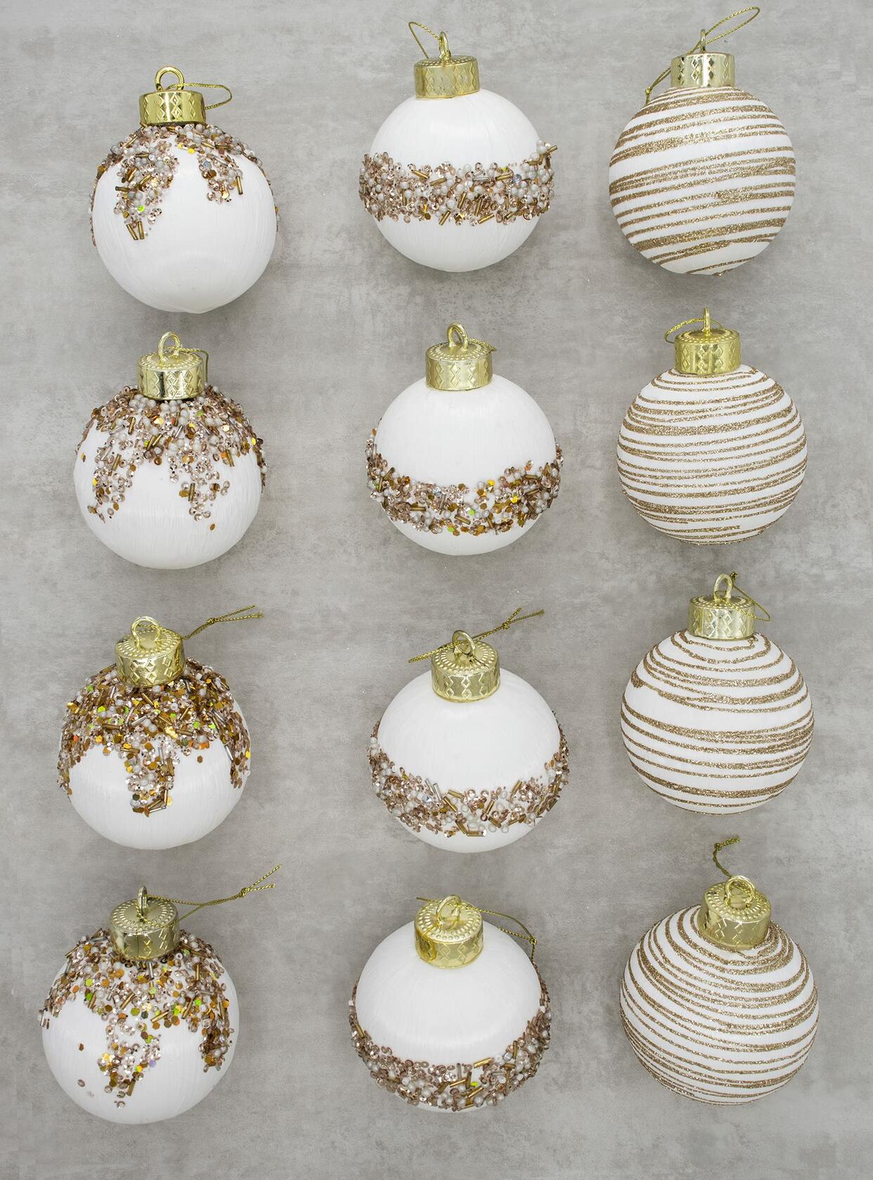 Satin Christmas Balls Ornaments 12Pcs 3.15" White Silk Hanging Decor
