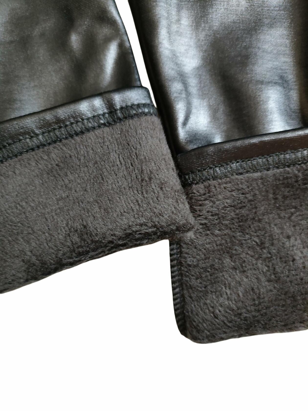 CVVTEE Girls Faux Leather Stretch Leggings Black Fleece-Lined Size 12