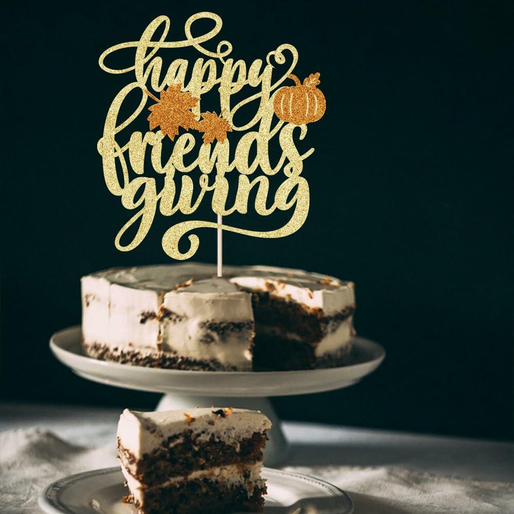 AROKIPPRY Gold Glitter Pumpkin Cake Topper Autumn Fall Maple Leaves Party