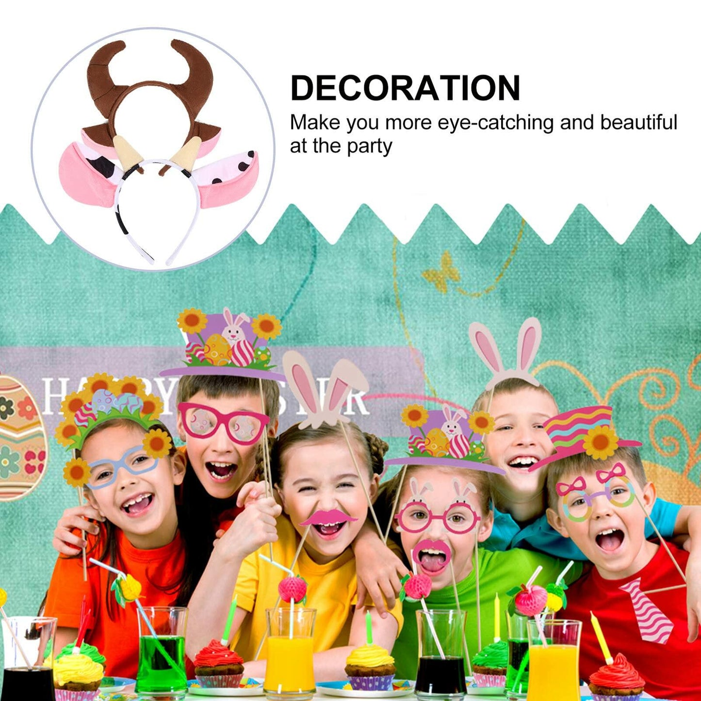 Beaupretty 2pcs Plush Bull Horns Headband Christmas Holiday Costume