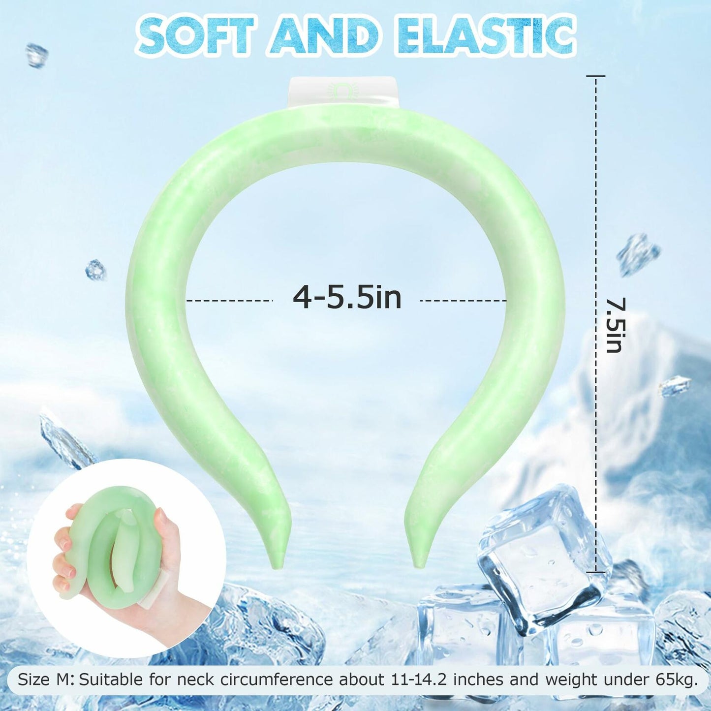 Fluorescent Neck Cooling Tube Reusable Ice Ring Neck Cooler Green