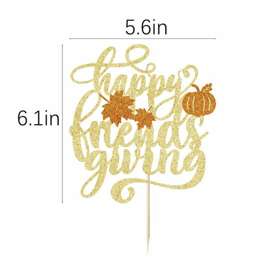 AROKIPPRY Gold Glitter Pumpkin Cake Topper Autumn Fall Maple Leaves Party