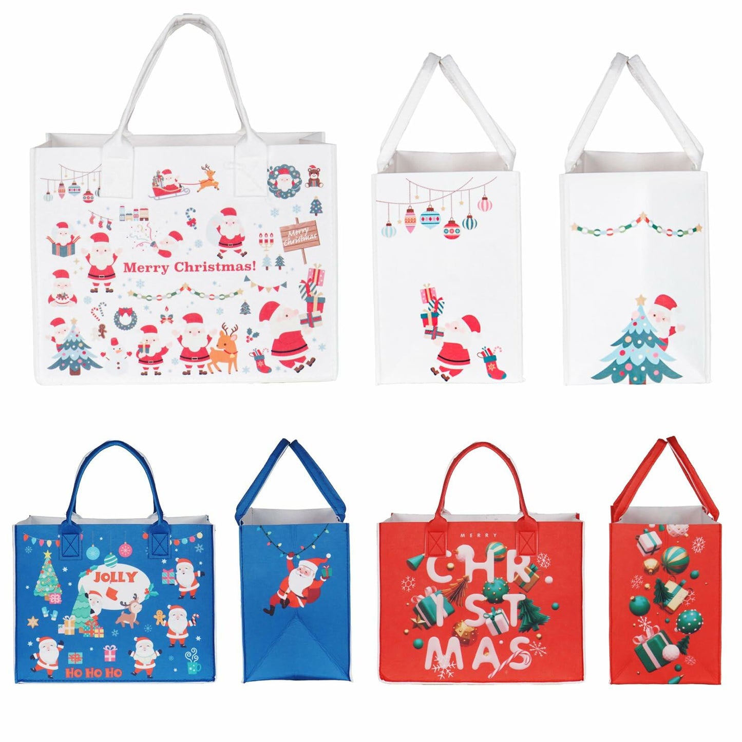 JIWINNER 4PCS Felt Gift Bags 13x7x10 with Handles Christmas Wrapping