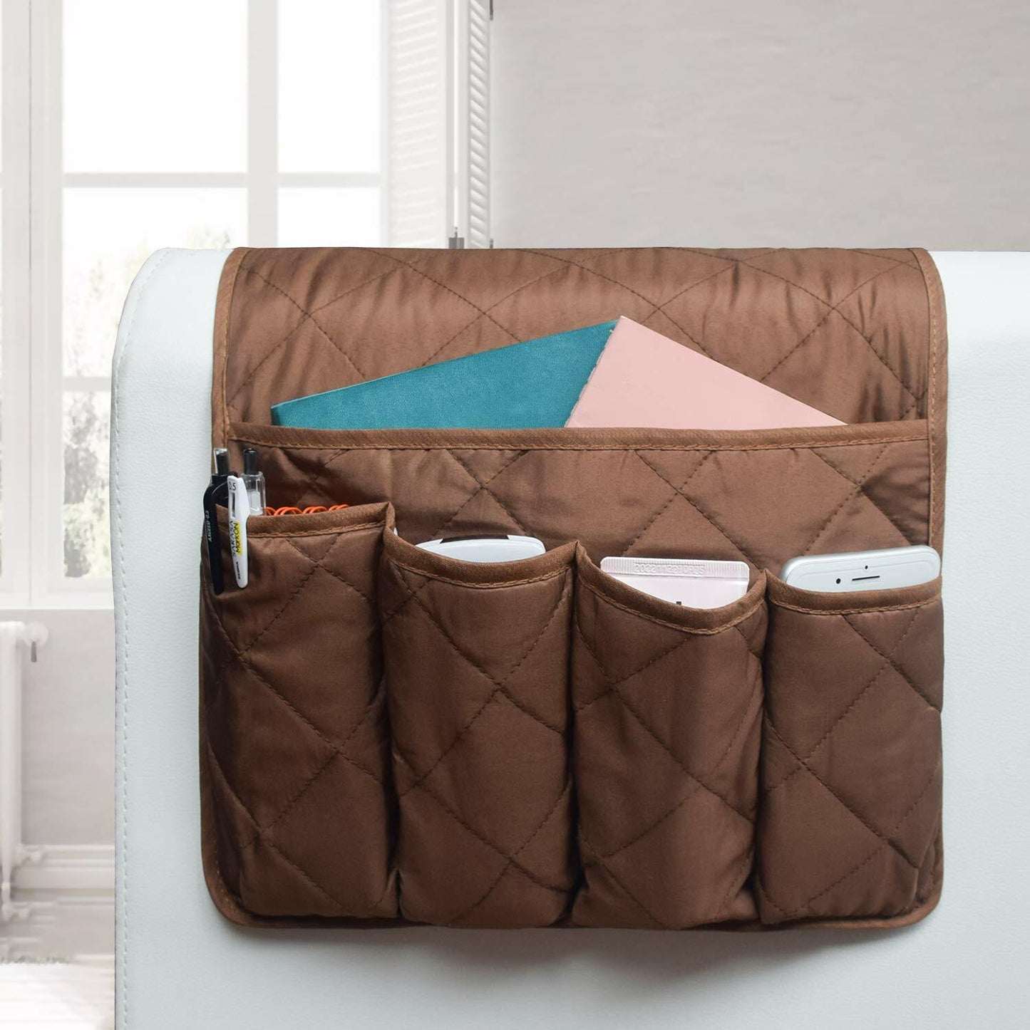 MDSTOP Remote Control Holder 5 Pockets Sofa Couch Armrest Organizer