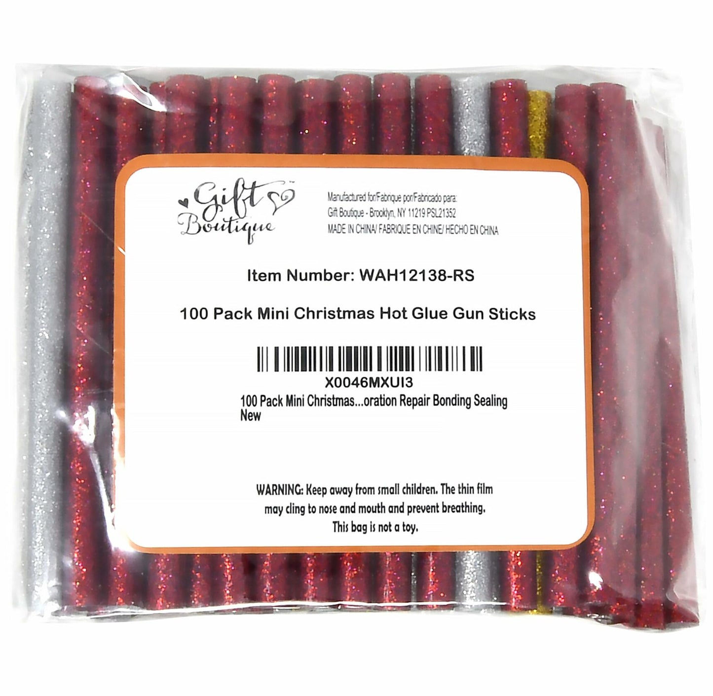 Gift Boutique 100 Pack Mini Christmas Hot Glue Gun Sticks 4 Colors 0.27"x4"