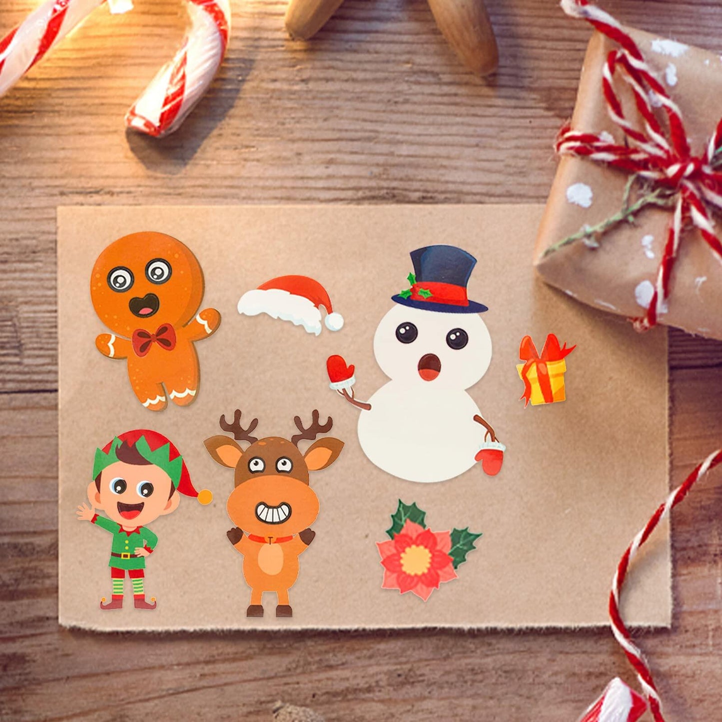 LovesTown 56PCS Waterproof Christmas Face Stickers for Kids Party Favors