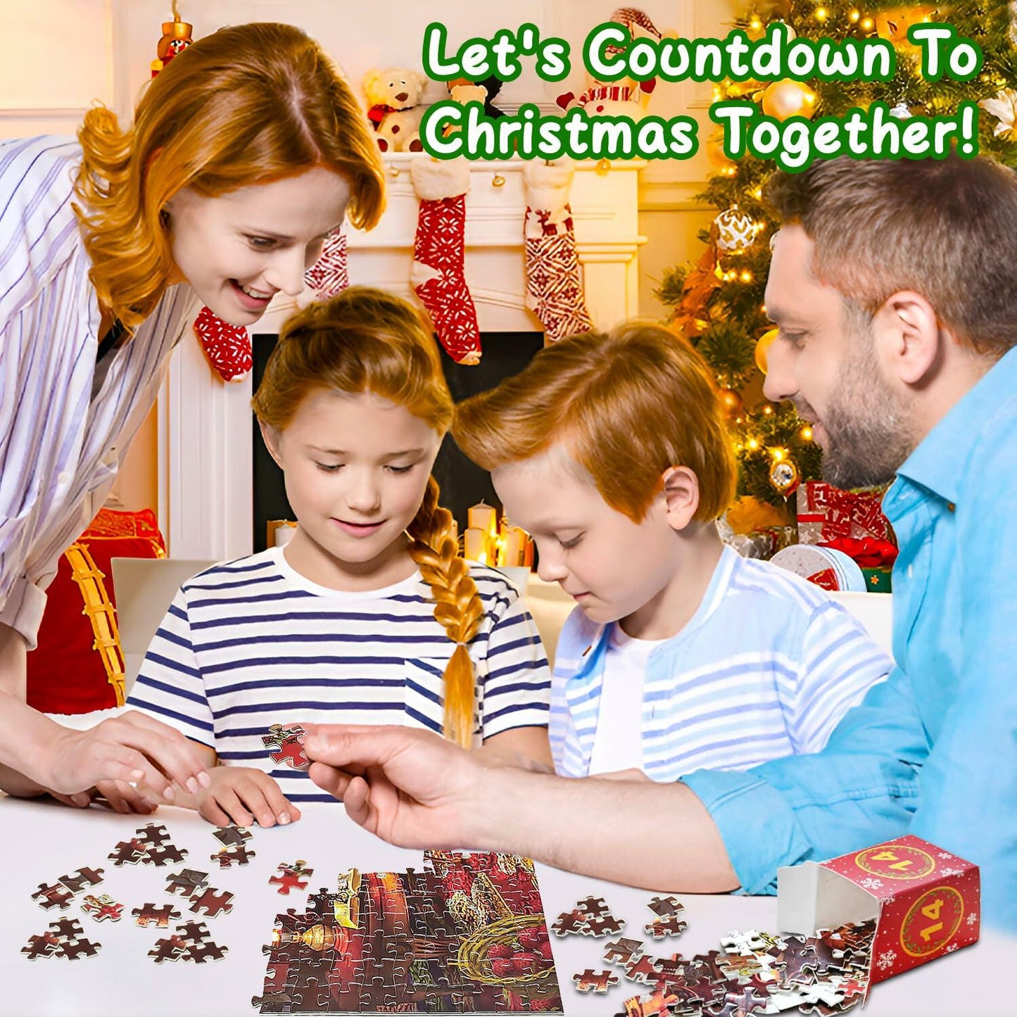 1008 Pc Christmas Jigsaw Puzzle Advent Calendar 2024, 24 Days, Family Gift