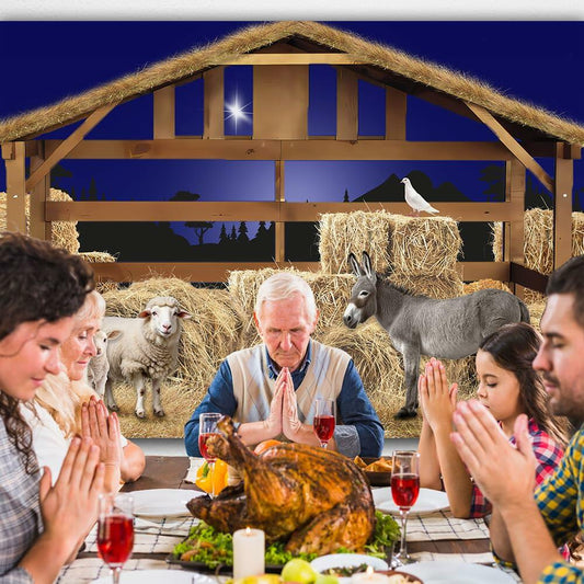 Winter Snowflake Christmas Backdrop Gray Wood Snowman Pinecone 7x5Ft