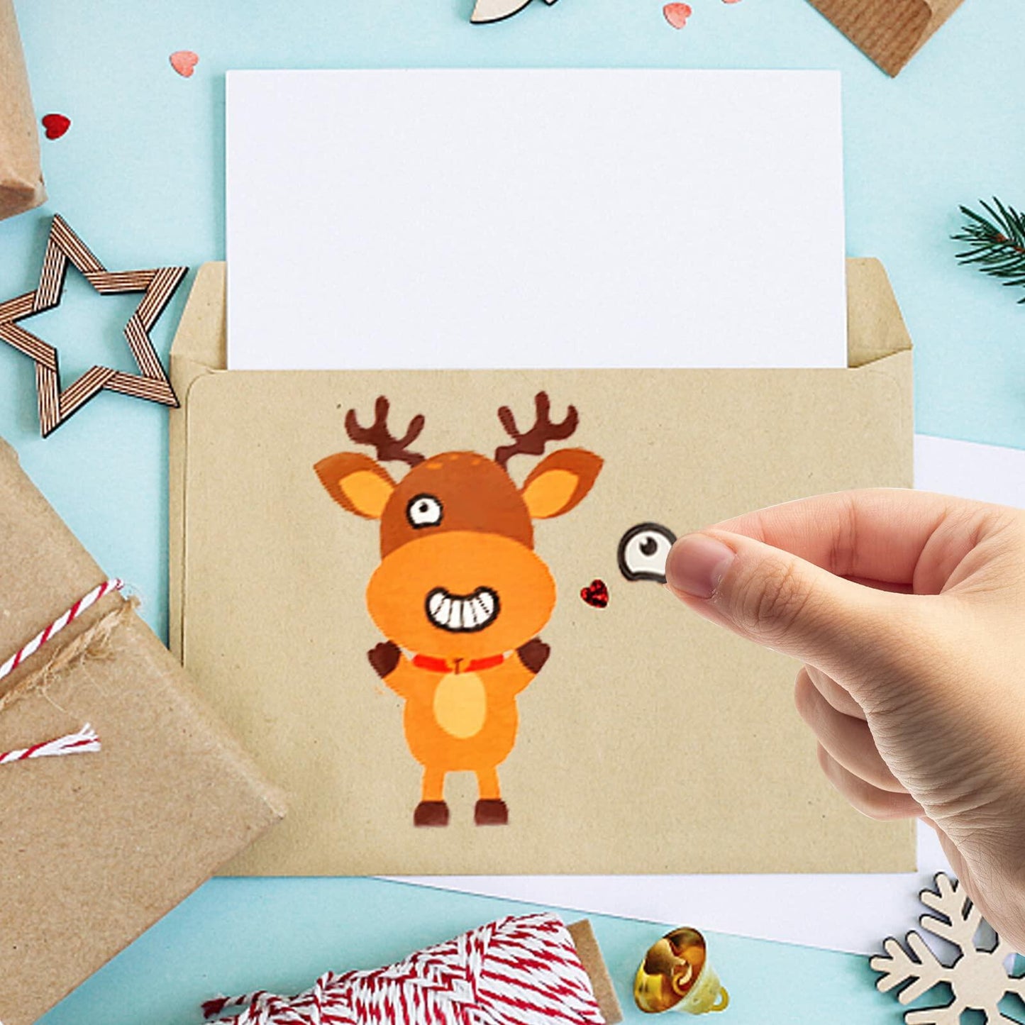 LovesTown 56PCS Waterproof Christmas Face Stickers for Kids Party Favors