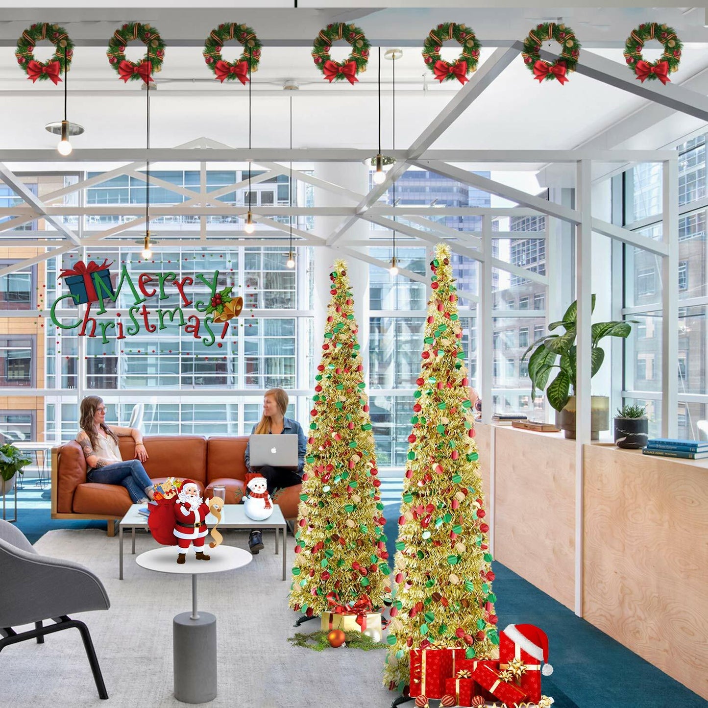 5FT Pop-Up Artificial Christmas Tree Collapsible Silver Pencil Indoor Outdoor