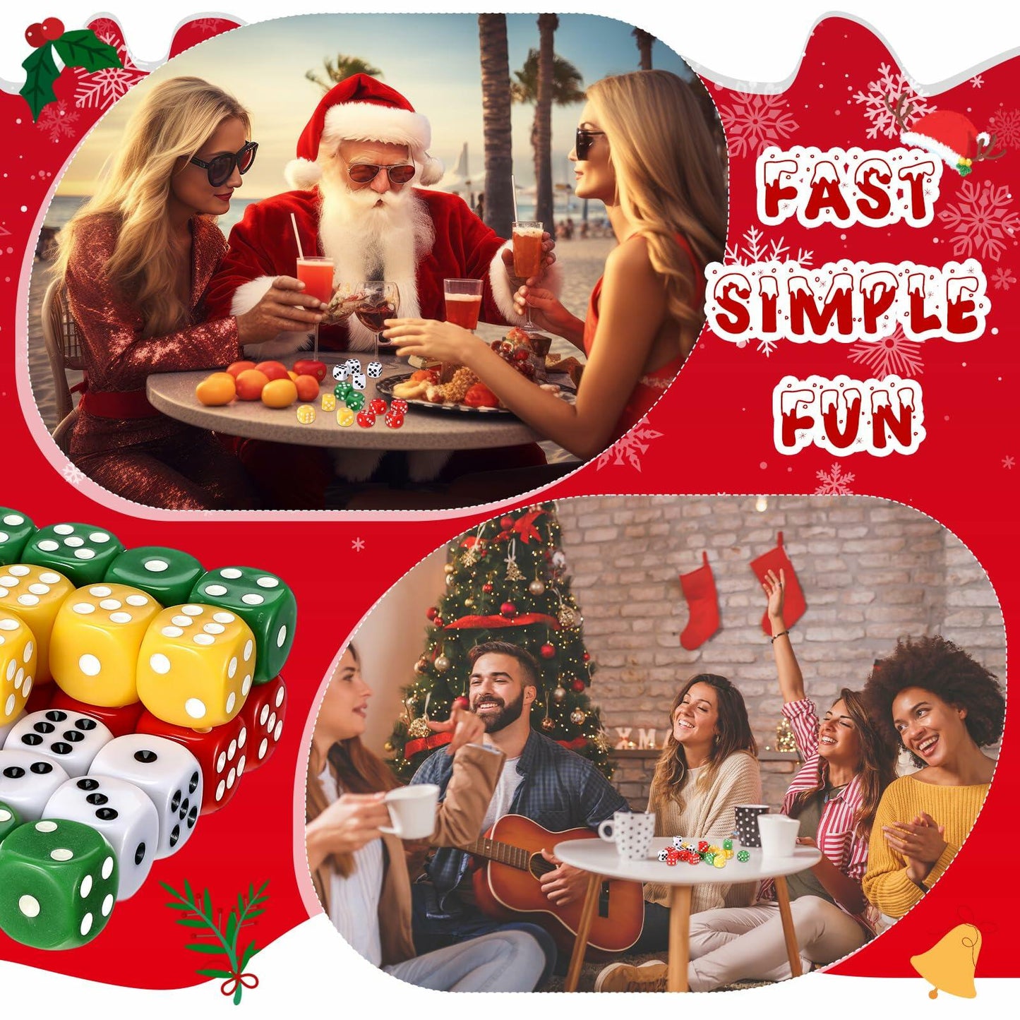 Shappy Christmas Party Dice Game Set 4 Sets 4 Colored Dice Storage Box 4 Players
