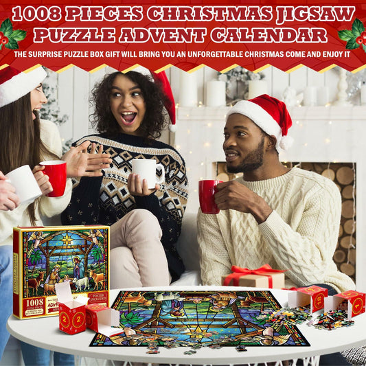 Simgoing 1008 Pc Christmas Advent Calendar Puzzle 19.69x27.56 Rustic
