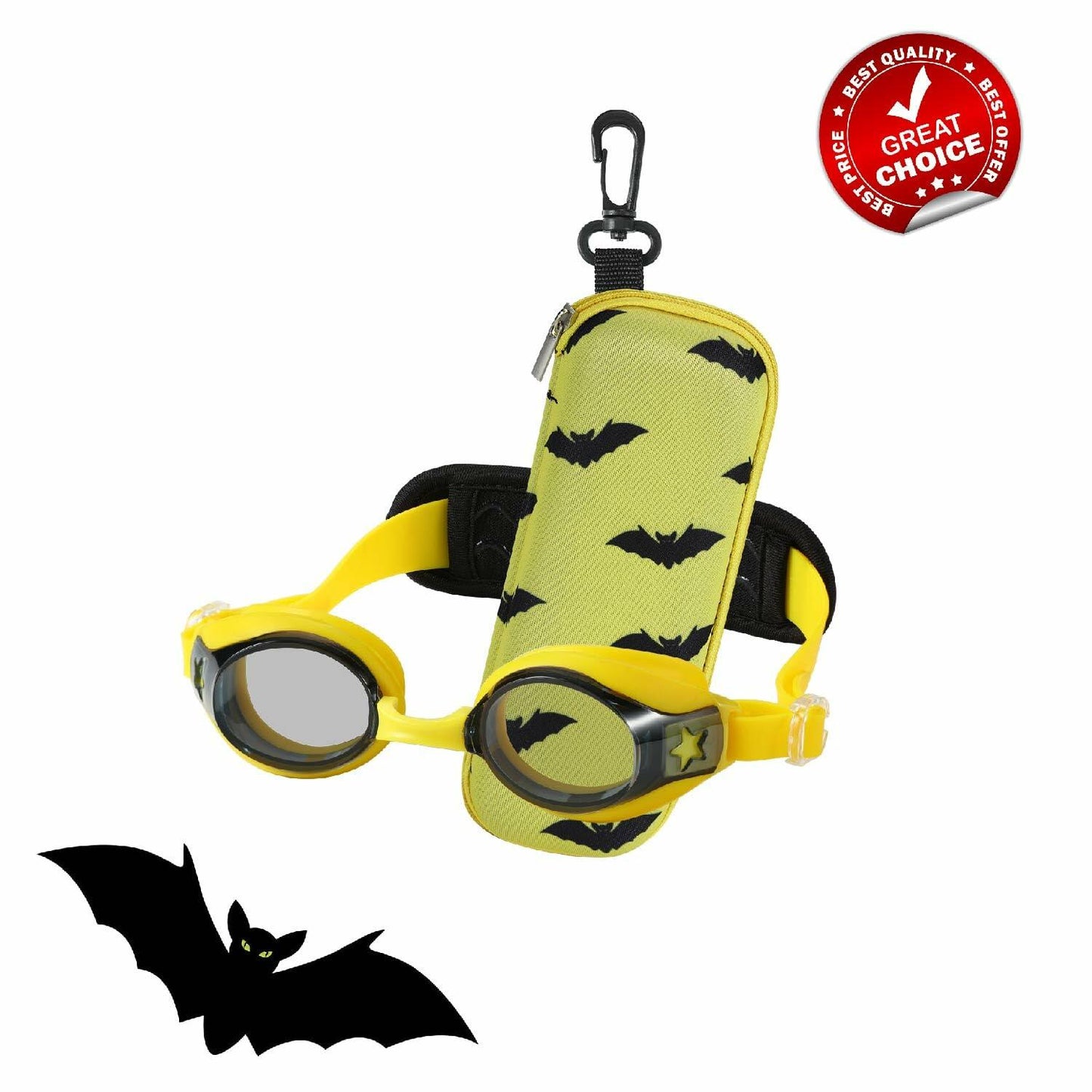 RUIGAO Kids Swim Goggles Yellow Bat Toddler 3-6 Years Size