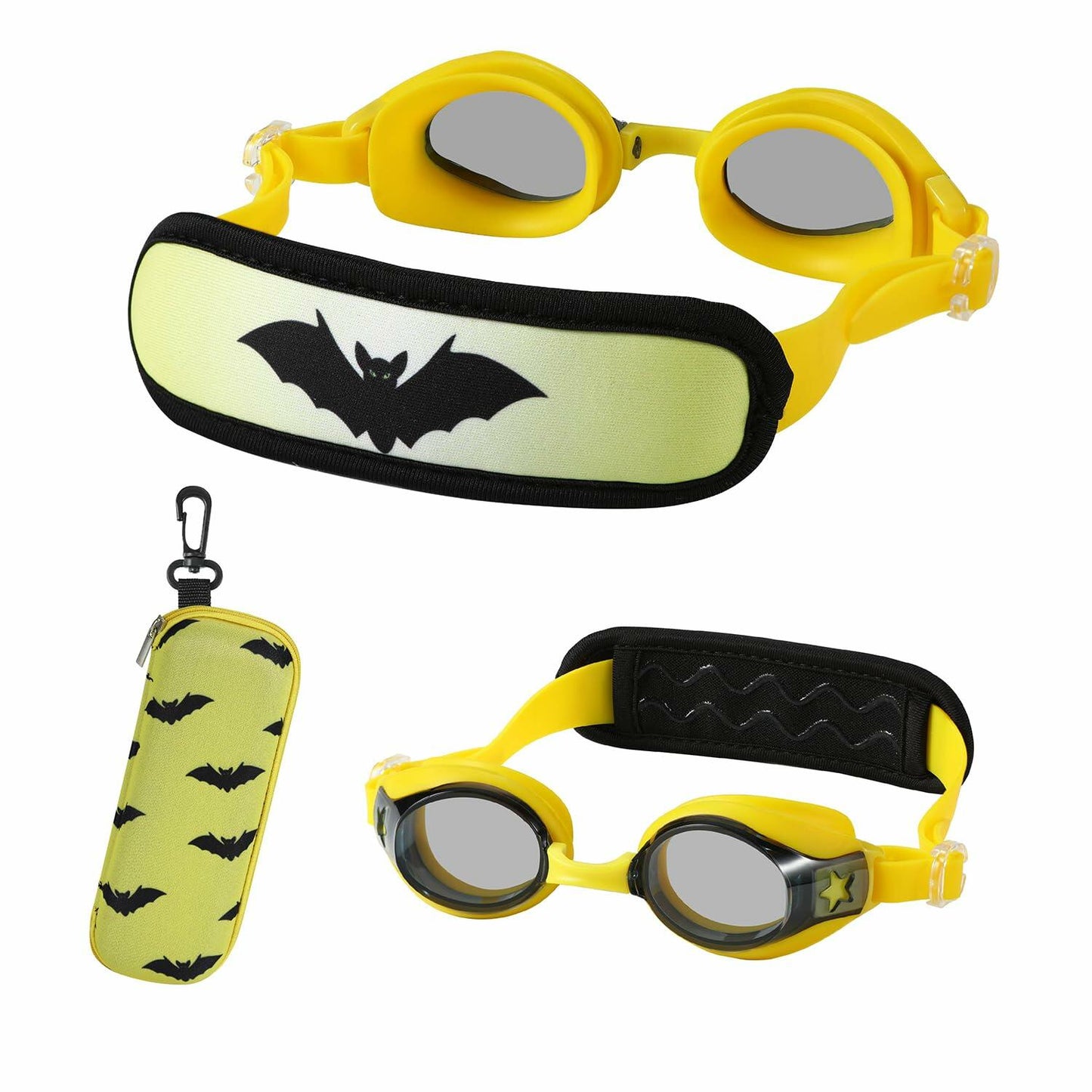RUIGAO Kids Swim Goggles Yellow Bat Toddler 3-6 Years Size