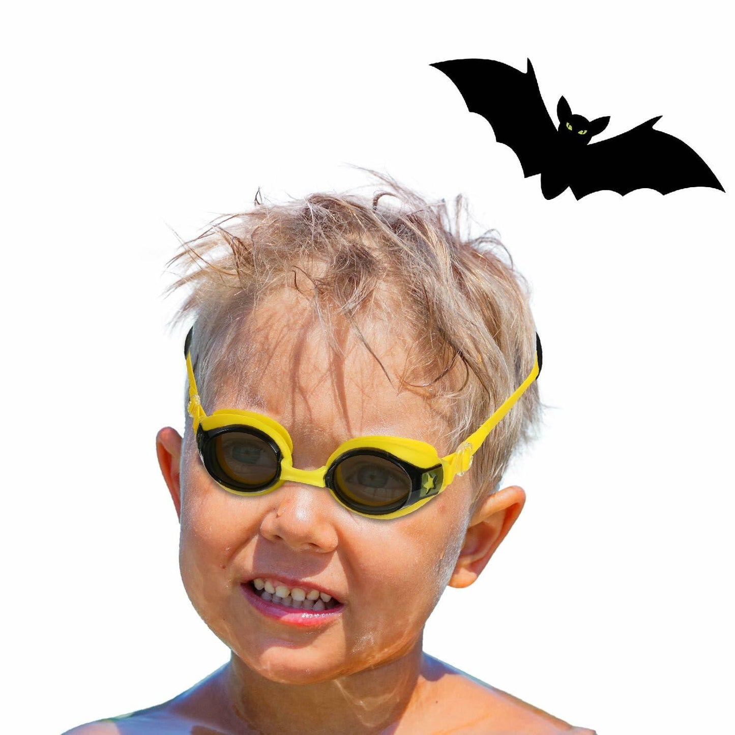 RUIGAO Kids Swim Goggles Yellow Bat Toddler 3-6 Years Size