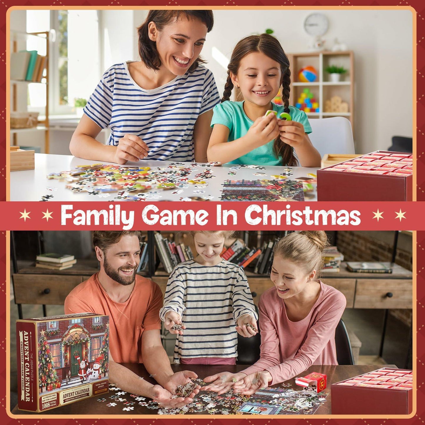 Poen 2025 Christmas Advent Calendar Puzzle 1008pc Santa Stories Porch