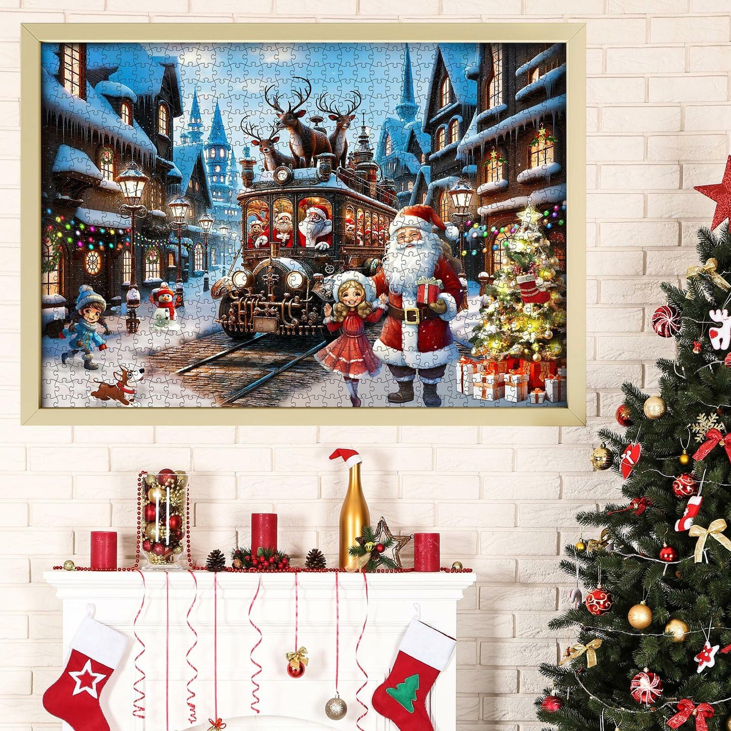 Advent Christmas Puzzle 2024 1008pcs Paper Calendar Holiday Decorative Green