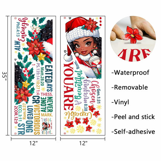 Mfault Christmas Black Girl Inspirational Wall Decals Stickers Xmas Decor