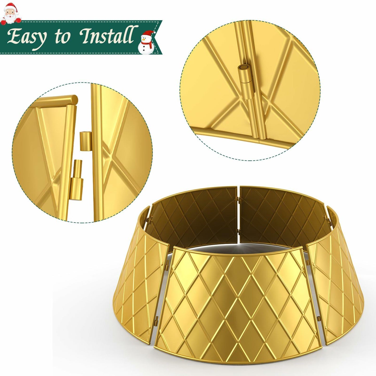 Irrantan Metal Christmas Tree Collar 28 Inch Golden Christmas Decoration