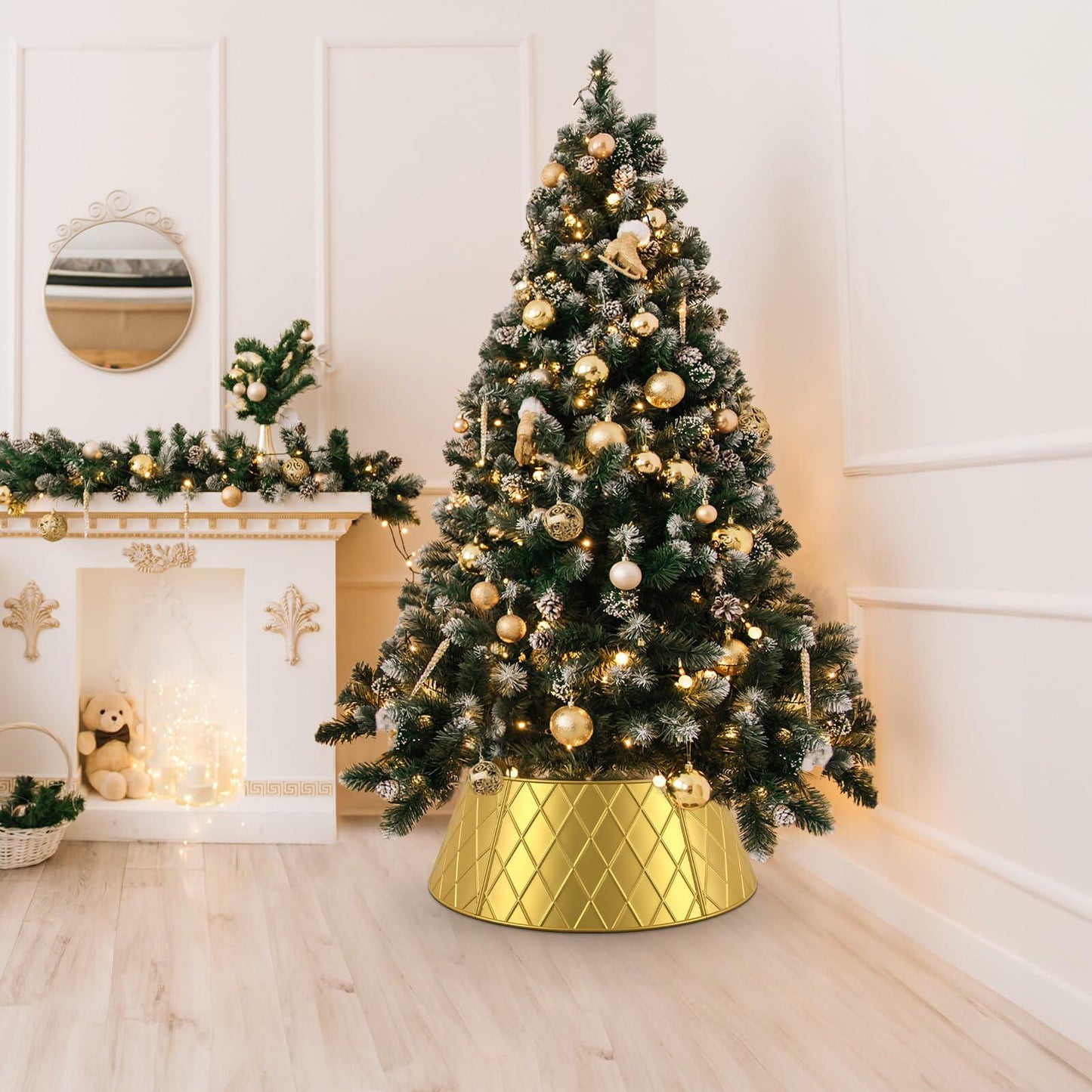 Irrantan Metal Christmas Tree Collar 28 Inch Golden Christmas Decoration