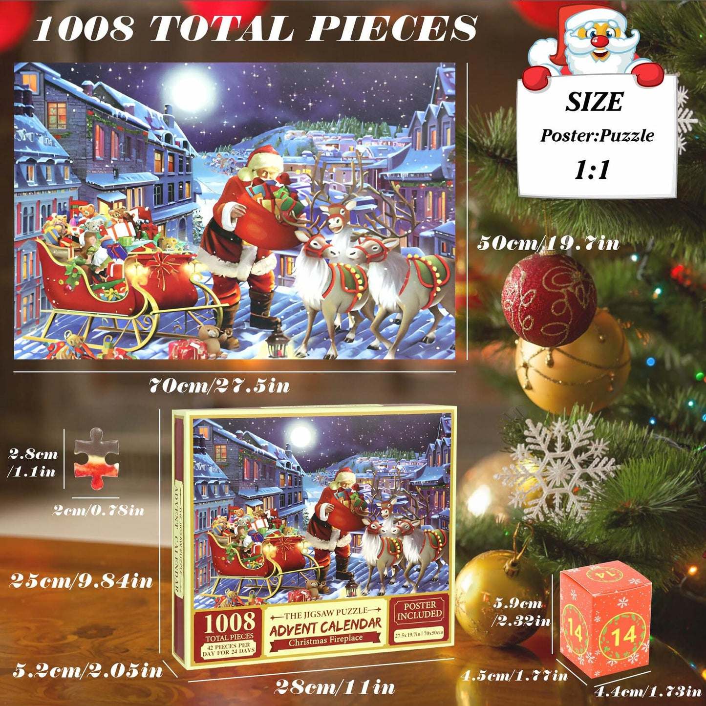 DBPBToU 1000pcs Christmas Caribou Jigsaw Puzzle Unique Pieces for Adults