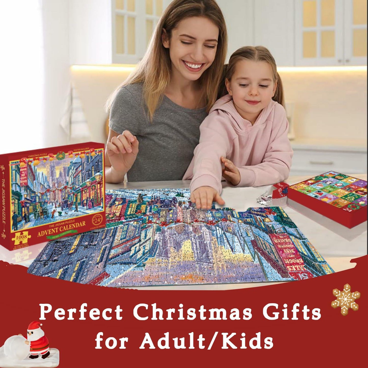 FunPaxido Christmas Advent Calendar Jigsaw Puzzle 1008 Pieces 24 Boxes