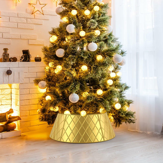 Irrantan Metal Christmas Tree Collar 28 Inch Golden Christmas Decoration