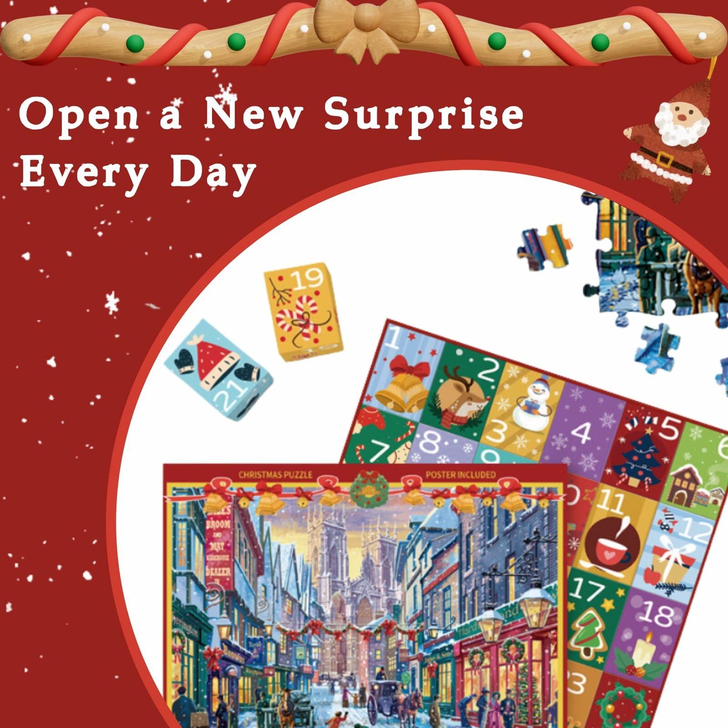 FunPaxido Christmas Advent Calendar Jigsaw Puzzle 1008 Pieces 24 Boxes