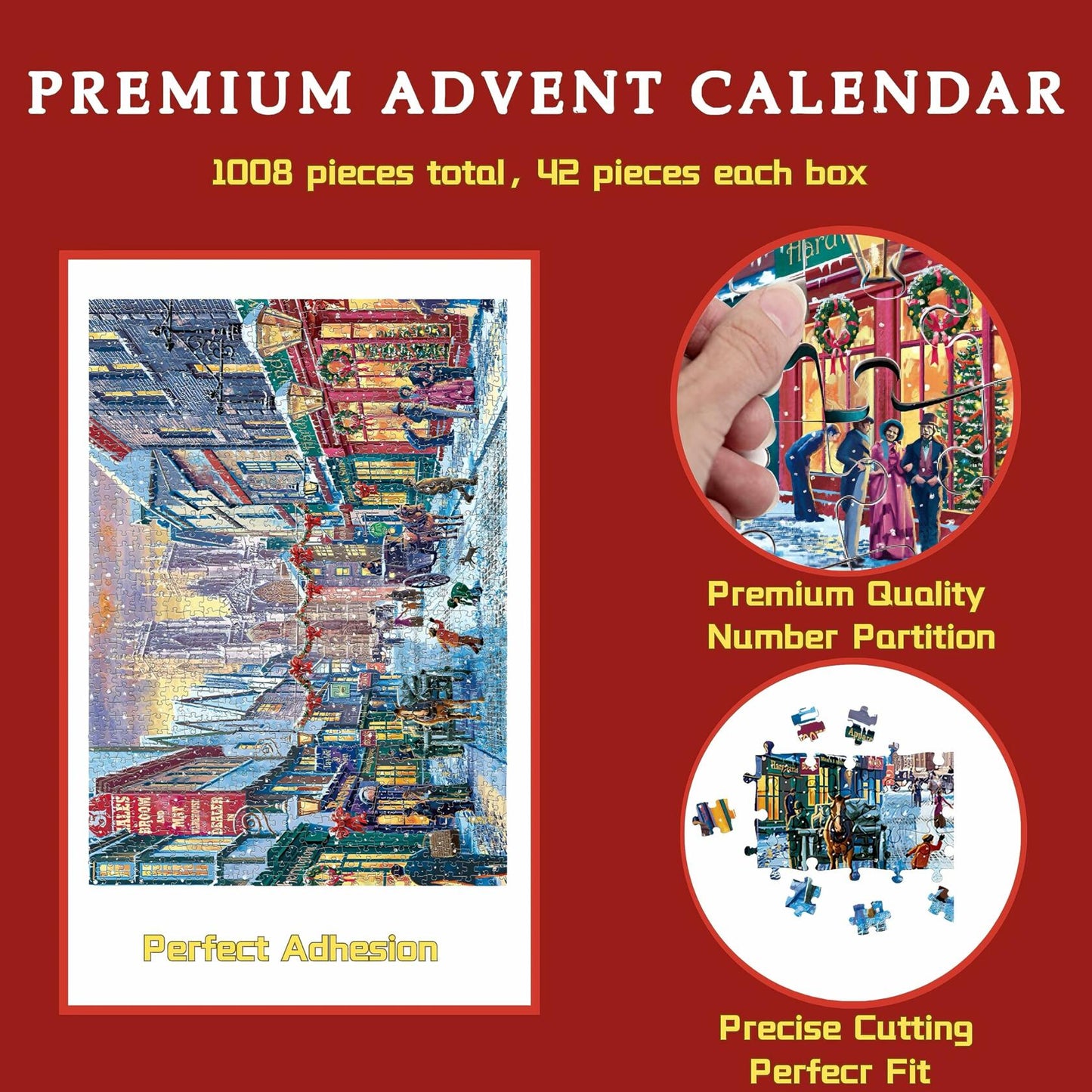 FunPaxido Christmas Advent Calendar Jigsaw Puzzle 1008 Pieces 24 Boxes