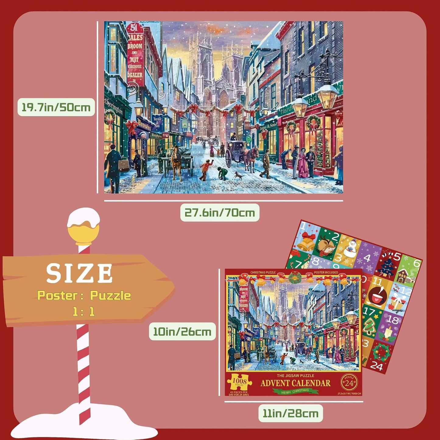 FunPaxido Christmas Advent Calendar Jigsaw Puzzle 1008 Pieces 24 Boxes