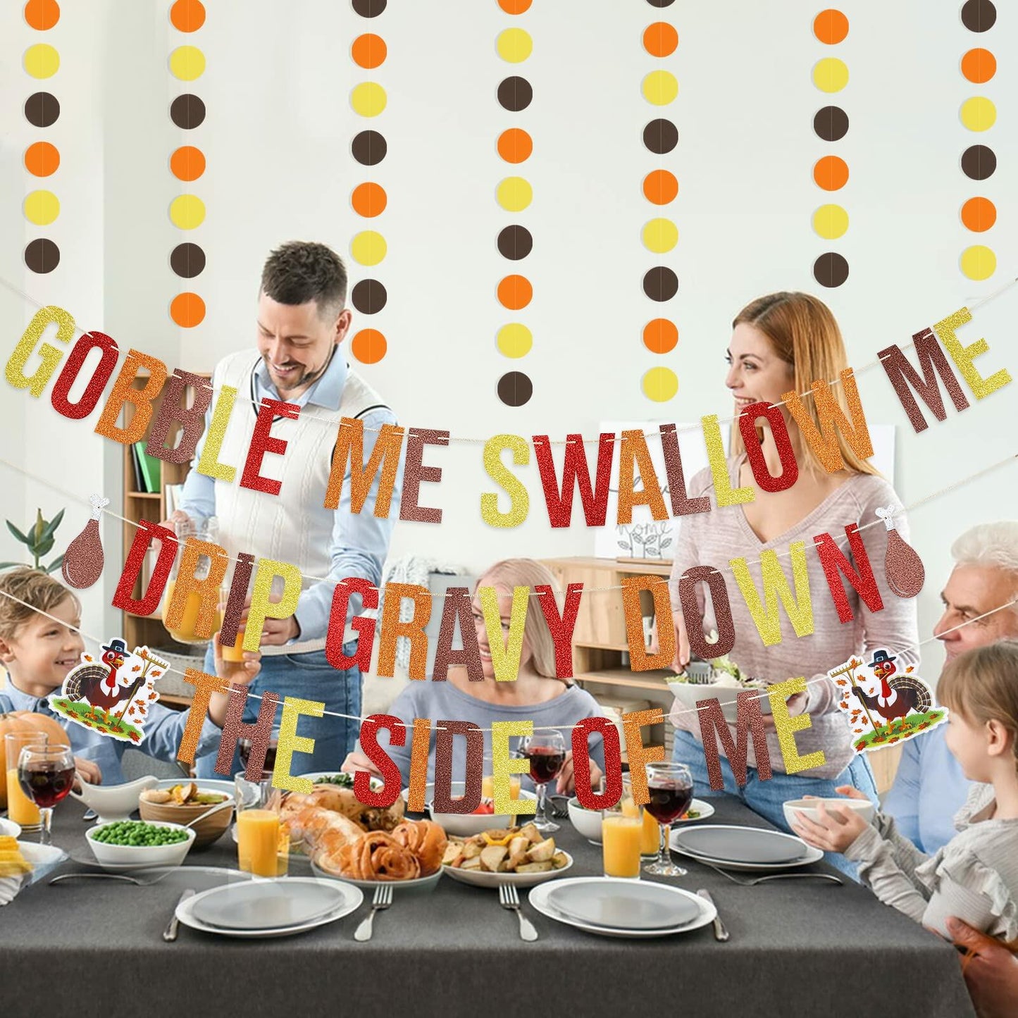 Gobble Me Swallow Me Thanksgiving Friendsgiving Banner Decoration