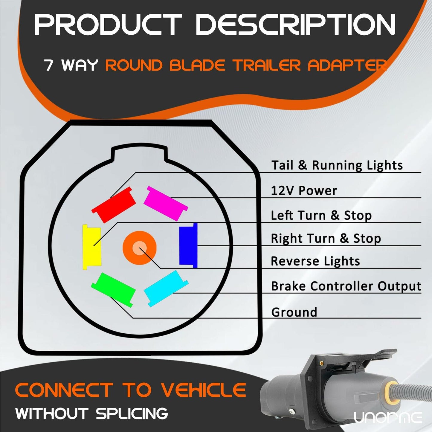 UNORME 7-Pin RV Blade Trailer Wiring Harness Connector 7-Pin