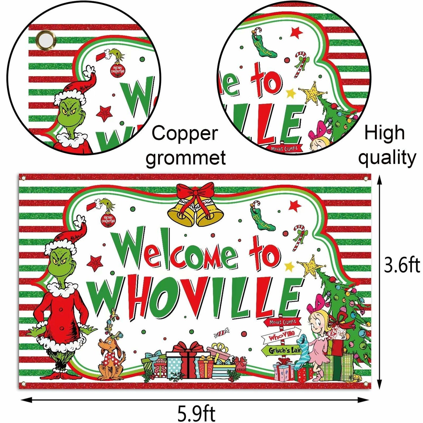 Sunwer Xmas Photo Booth Backdrop Green Christmas Winter Holiday 7x5ft White-A