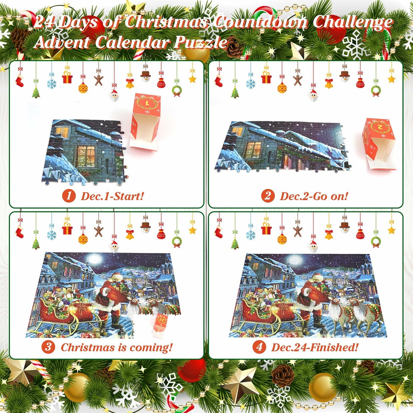DBPBToU 1000pcs Christmas Caribou Jigsaw Puzzle Unique Pieces for Adults