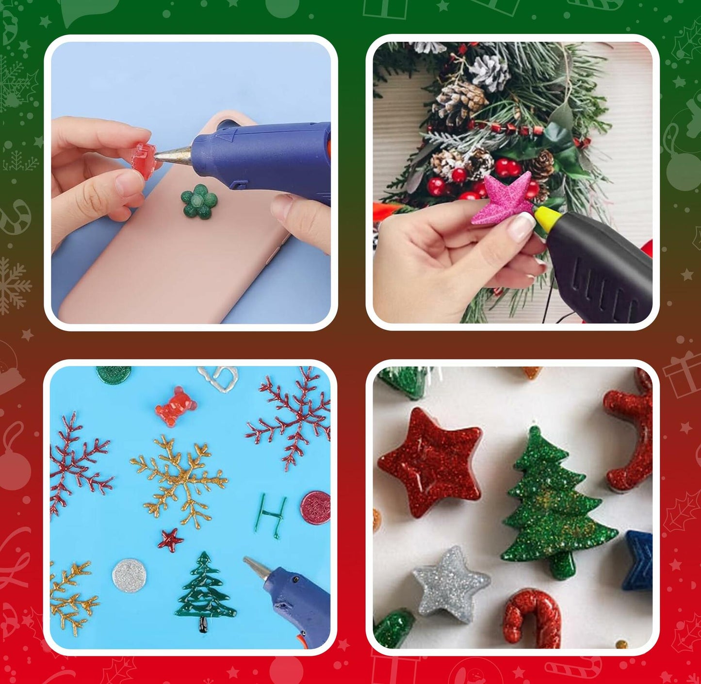 Gift Boutique 100 Pack Mini Christmas Hot Glue Gun Sticks 4 Colors 0.27"x4"