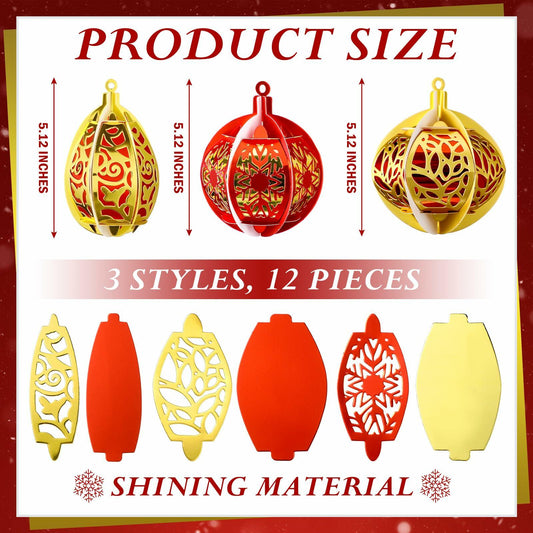 Vercraft 12 Pcs Christmas Tree Balls Ornaments Red Gold Hanging Decor