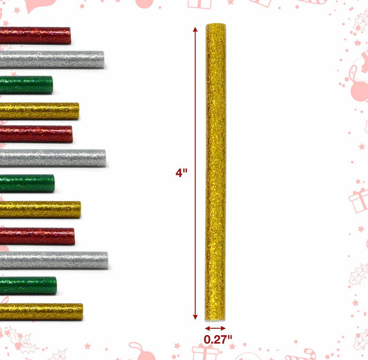 Gift Boutique 100 Pack Mini Christmas Hot Glue Gun Sticks 4 Colors 0.27"x4"