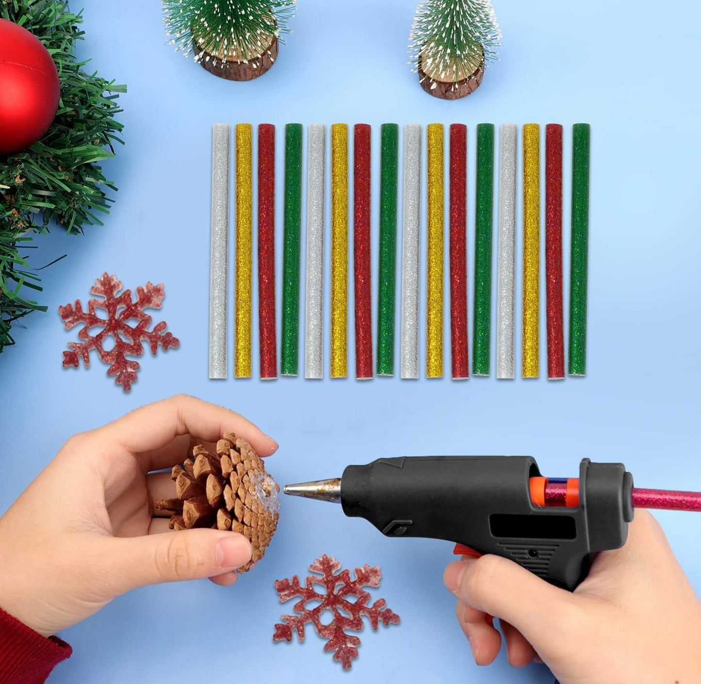 Gift Boutique 100 Pack Mini Christmas Hot Glue Gun Sticks 4 Colors 0.27"x4"
