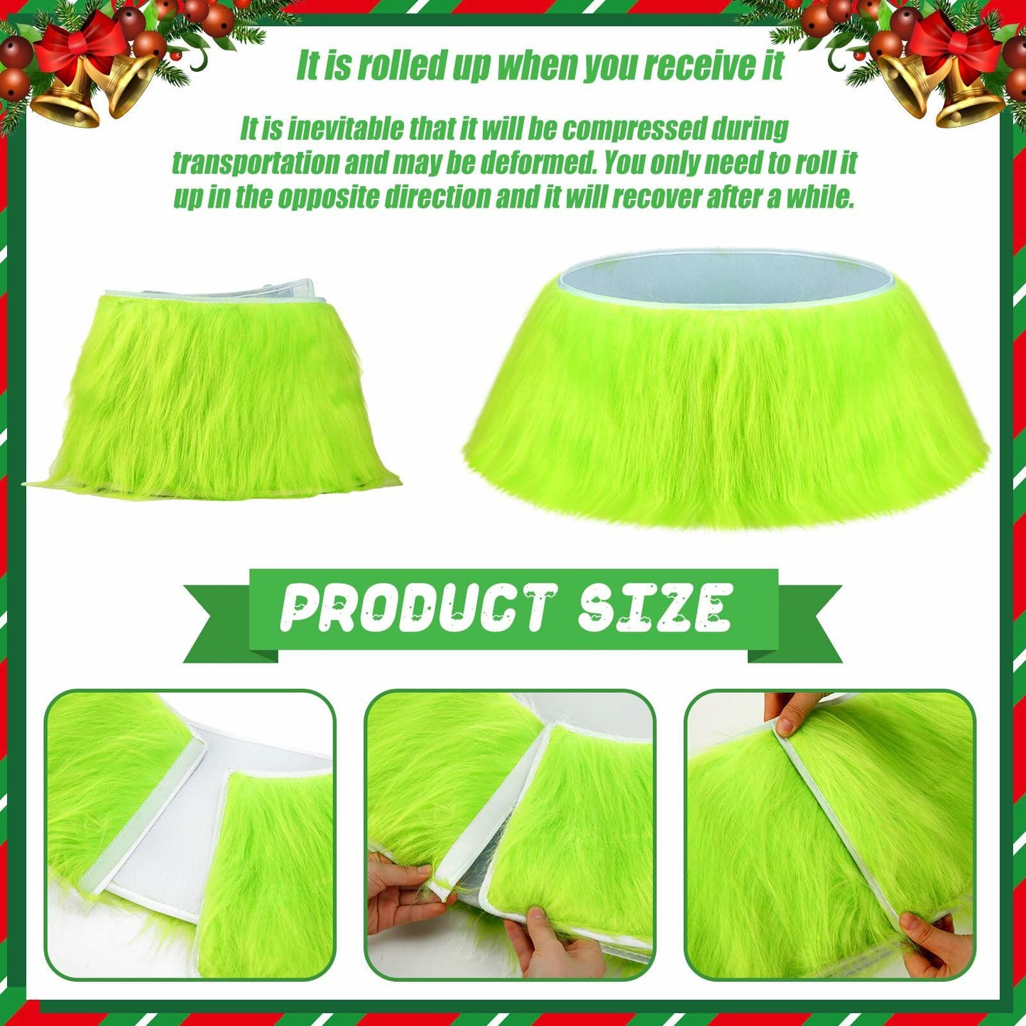 Funnymoom Christmas Tree Collar Green Faux Fur Skirt 24 Inch