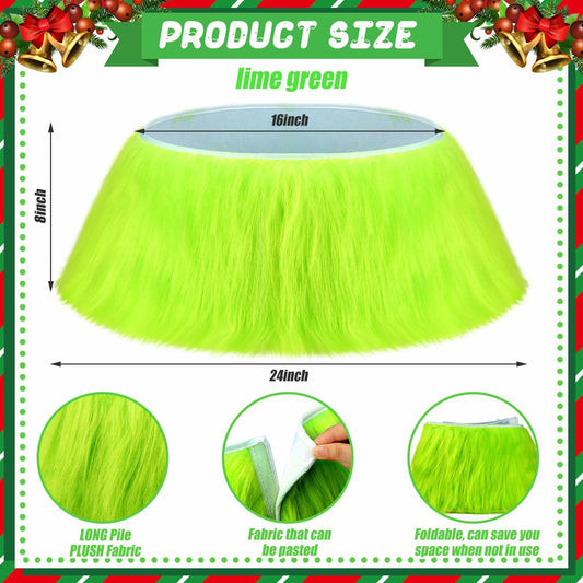 Funnymoom Christmas Tree Collar Green Faux Fur Skirt 24 Inch