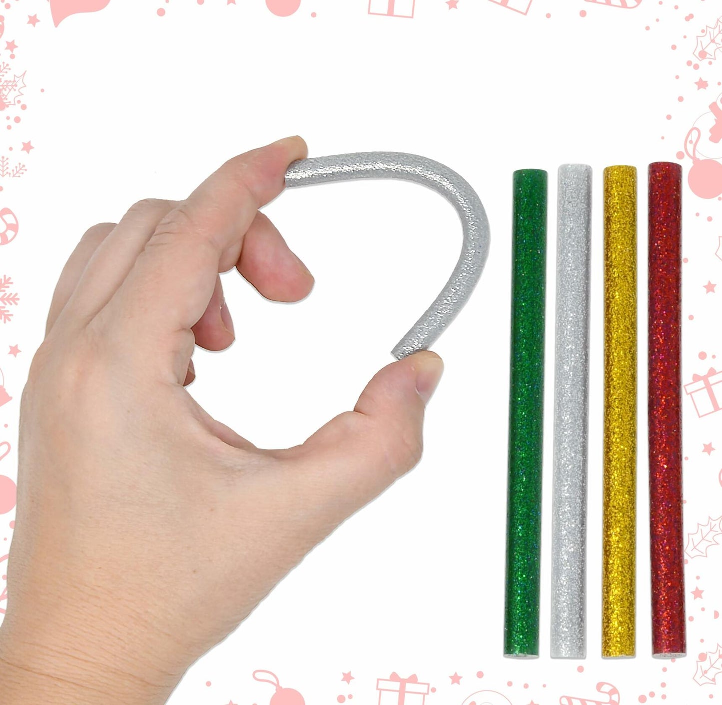 Gift Boutique 100 Pack Mini Christmas Hot Glue Gun Sticks 4 Colors 0.27"x4"