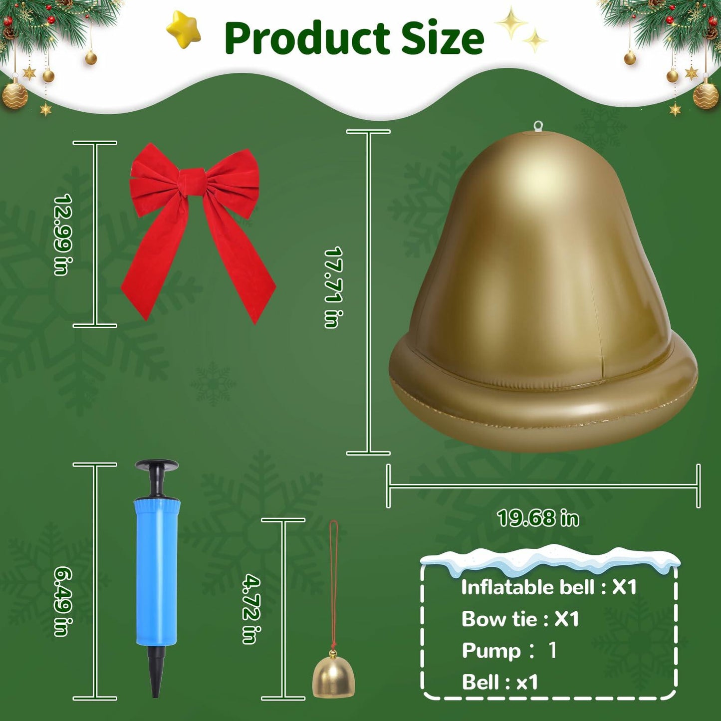 Giant Inflatable Christmas Ball Outdoor Decoration PVC 21.6in 1pc