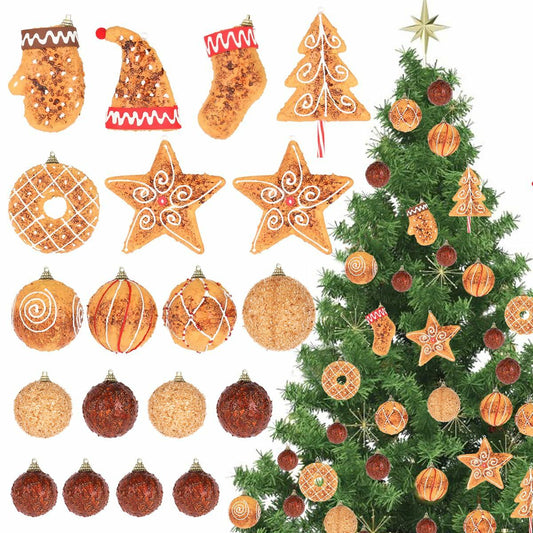 RoseCraft Christmas Ornaments Set 32PCS Shatterproof Multi-Color Hanging Balls