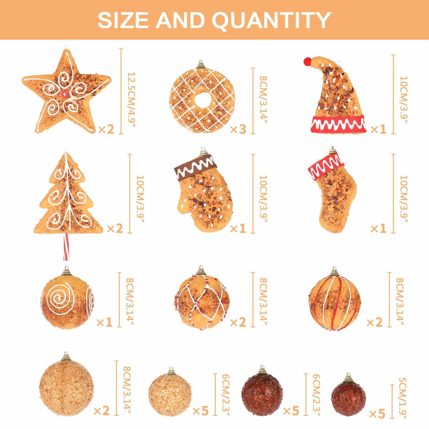 RoseCraft Christmas Ornaments Set 32PCS Shatterproof Multi-Color Hanging Balls