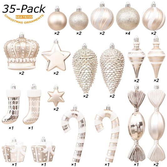 Sea Team 50-Pack Shatterproof Christmas Ball Ornaments Set Silver Xmas