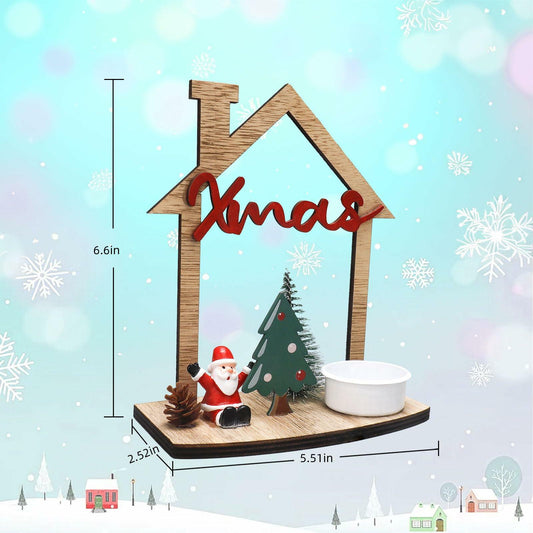 VQN Christmas Wooden Small House Crafts Rustic Xmas Holiday Ornament Decor