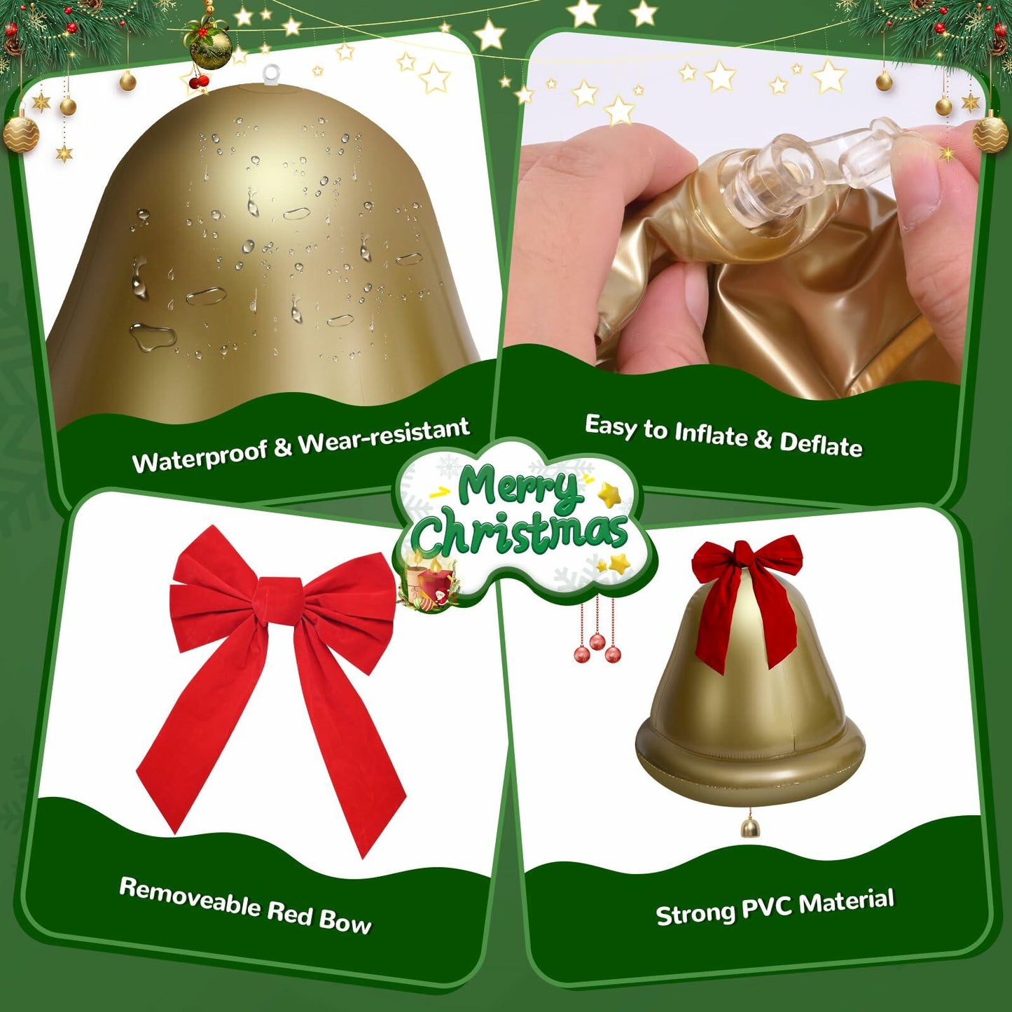 Giant Inflatable Christmas Ball Outdoor Decoration PVC 21.6in 1pc