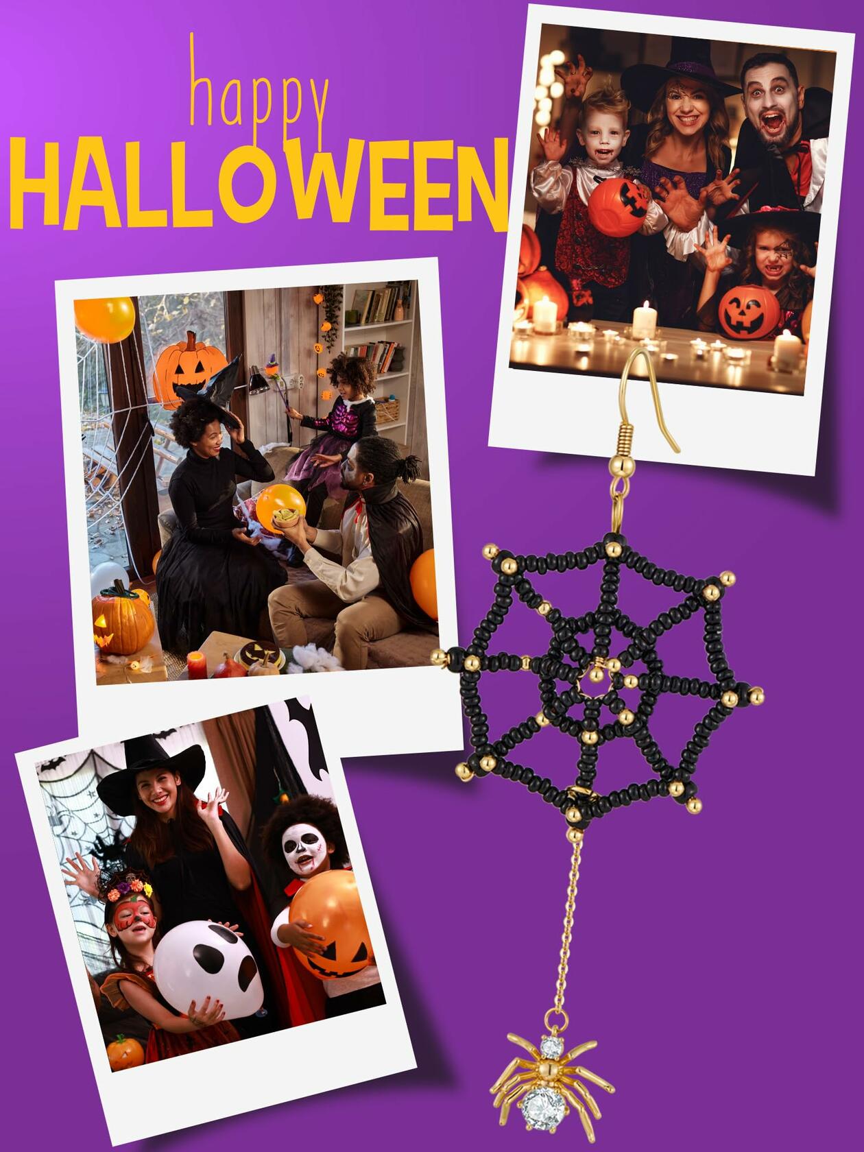 DoDoBeads Halloween Earring Making Kit Spider CZ Pendant Gold Beads