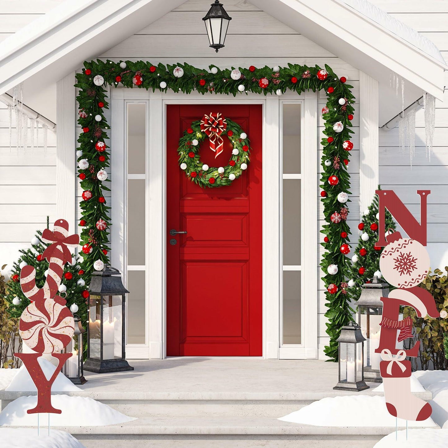 Memorywuu Christmas Noel & Joy Yard Signs 2 Pcs with Stakes Outdoor Decor