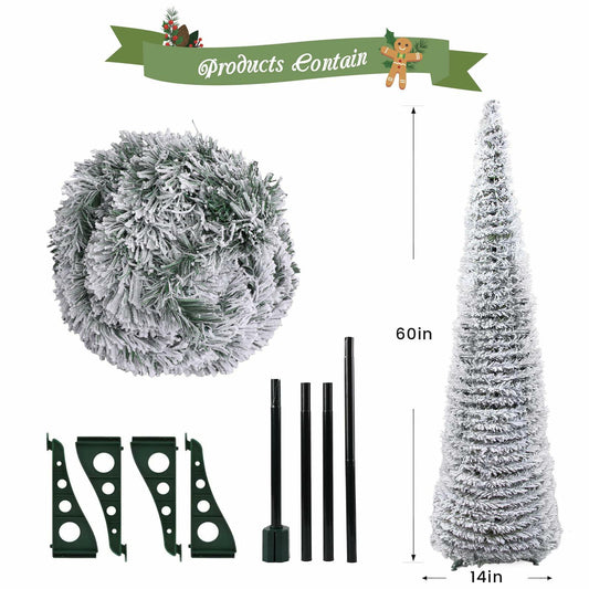 Joyyy Snow Flocked Christmas Tree 5ft White Artificial Pencil Tree
